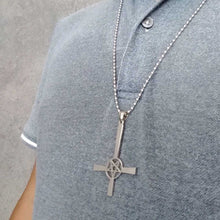 Load image into Gallery viewer, GUNGNEER Stainless Steel Pentagram Inverted Cross Pendant Necklace Demon Jewelry For Men
