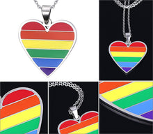 Load image into Gallery viewer, GUNGNEER Lesbian Gay Heart Shaped Pride Necklace Stainless Steel Jewelry For Men Women