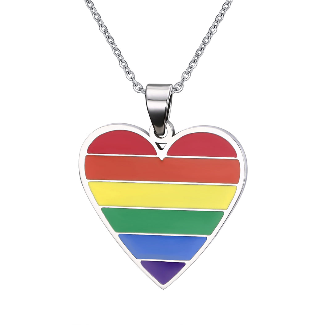 GUNGNEER Lesbian Gay Heart Shaped Pride Necklace Stainless Steel Jewelry For Men Women