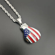 Load image into Gallery viewer, GUNGNEER Stainless Steel Hip Hop Boxing Glove American Flag Pendant Necklace Jewelry Men Women