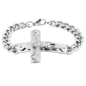 GUNGNEER God Christ Sideway Bracelet Cross Jewelry Accessory Outfit Gift For Men Women