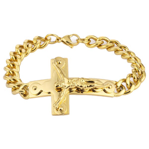 GUNGNEER God Christ Sideway Bracelet Cross Jewelry Accessory Outfit Gift For Men Women