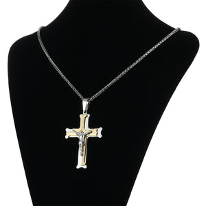 GUNGNEER Christian Cross Pendant Necklace God Biker Jewelry Accessory For Men Women