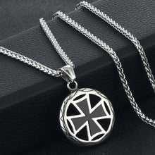 Load image into Gallery viewer, GUNGNEER Templar Knights Cross Necklace Stainless Steel Wheat Chain Bracelet Jewelry Set