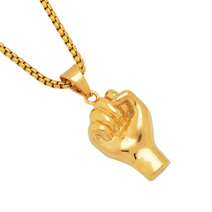 GUNGNEER Sport Gym Body Building Fist Hand Pendant Necklace Stainless Steel Jewelry Men Women