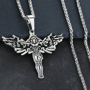 GUNGNEER Stainless Steel Christian Angel Necklace Jesus Pendant Jewelry For Men Women