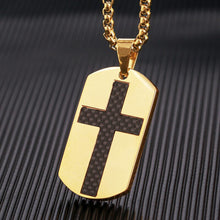 Load image into Gallery viewer, GUNGNEER Men God Cross Dog Tag Necklace Christ God Crucifix Chain Bracelet Jewelry Accessory Set