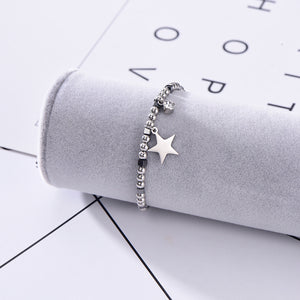 GUNGNEER Pagan Pentagram Five Point Star Ring Star Charms Bracelet Stainless Steel Jewelry Set
