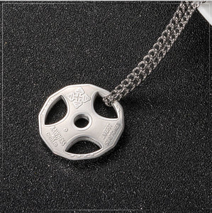 GUNGNEER Fitness Gym Weight Plate Dumbbell Pendant Necklace Stainless Steel Jewelry Men Women