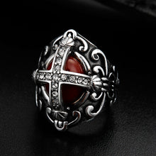 Load image into Gallery viewer, GUNGNEER Knights Templar Cross Shield Stone Ring with Bracelet Stainless Steel Jewelry Set