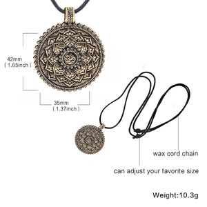 GUNGNEER Om Lotus Flower Necklace Rope Chain Sanskrit Jewelry Accessory For Men Women