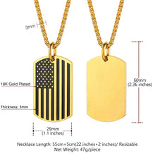 Load image into Gallery viewer, GUNGNEER Men Women US National American Flag Dog Tag Pendant Charm Necklace Stainless Steel