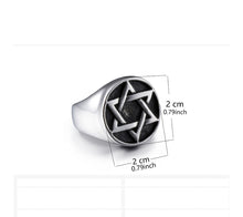 Load image into Gallery viewer, GUNGNEER Stainless Steel David Star Ring Large Star of David Jewelry Accessory For Men