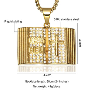 GUNGNEER God Cross Bible Necklace Christian Pendant Chain Jewelry Accessory For Men Women