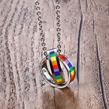 Load image into Gallery viewer, GUNGNEER Double Circle Rainbow Necklace Stainless Steel Pride Bracelet Jewelry Set