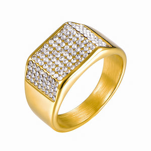 GUNGNEER Egypt Key Life Ankh Cross Pendant Necklace Geometric Ring Stainless Steel Jewelry Set