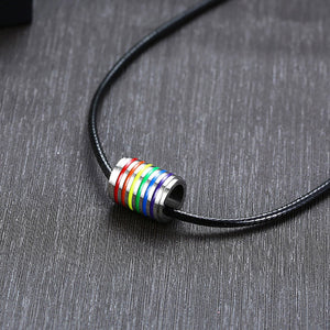 GUNGNEER Stainless Steel Pride Rainbow Necklace LGBT Jewelry Accessory For Men Women