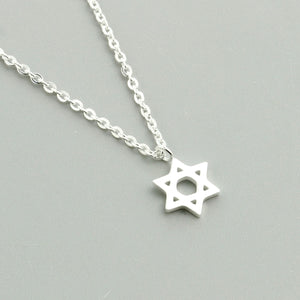 GUNGNEER Stainless Steel David Star Pendant Necklace Israel Jewelry Accessory For Women