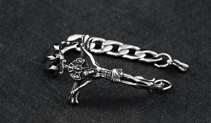 GUNGNEER Christ Ring Stainless Steel Christian Cross Bracelet Jesus Jewelry Set