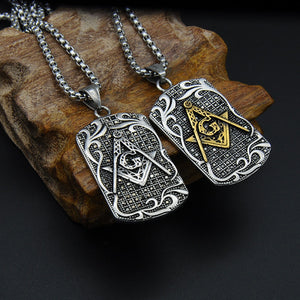 GUNGNEER Masonic Pendant Necklace Mason Symbol Stainless Steel Jewelry For Men