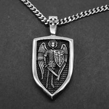 Load image into Gallery viewer, GUNGNEER Stainless Steel Shield St Michael Necklace Chain Bracelet The Archangel Jewelry Set