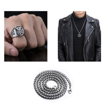 Load image into Gallery viewer, GUNGNEER Set Sigil Of Lucifer Ring And Pendant Necklace Satan Symbol Jewelry For Men