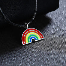 Load image into Gallery viewer, GUNGNEER Pride Rainbow Necklace Stainless Steel LGBT Ring Jewelry Set For Men Women