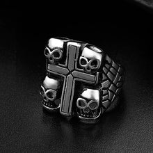 Load image into Gallery viewer, GUNGNEER Punk Skull Motorcycle Biker Ring Stainless Steel Vintage Skeleton Jewelry Accessories