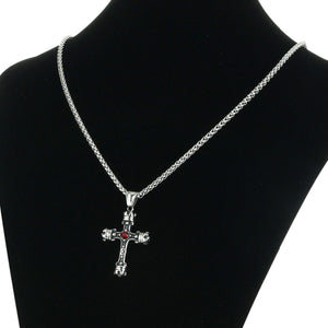 GUNGNEER Stainless Steel Jesus Cross Pendant Necklace Christ Jewelry Accessory For Men Women