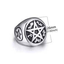 Load image into Gallery viewer, GUNGNEER Wicca Pentacle Pentagram Rune Star Magic Celtic Cross Stainless Steel Ring Jewelry Set
