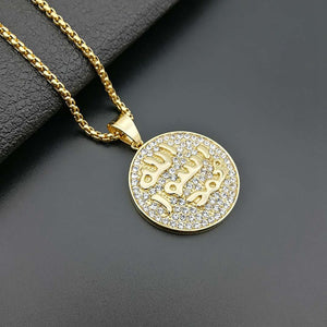 GUNGNEER Quran Muslim Seal of Muhammad Necklace Stainless Steel Jewelry For Men Women