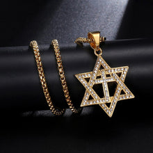 Load image into Gallery viewer, GUNGNEER Jewish Jewelry Cross David Star Necklace Stainless Steel Accessory For Men Women