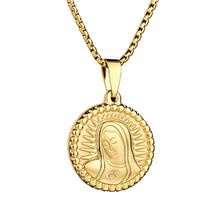Load image into Gallery viewer, GUNGNEER Stainless Steel Mother Saint Virgin Mary Pendant Necklace Goldtone Silvertone Jewelry