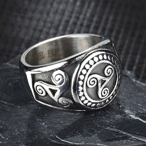 GUNGNEER Celtic Triskele Triskelion Allison Stainless Steel Ring Jewelry for Men Women