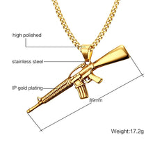 Load image into Gallery viewer, GUNGNEER Stainless Steel Hip Hop Gun Pendant Necklace Cuban Chain Military Jewelry