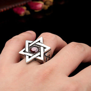 GUNGNEER Stainless Steel David Star Ring Jewish Solomon Ring Jewelry Accessory Gift For Men
