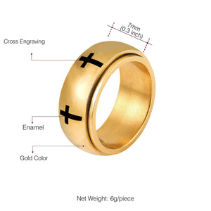 GUNGNEER Men Stainless Steel Jesus Cross Bible Necklace Ring Christian Jewelry Accessory Set
