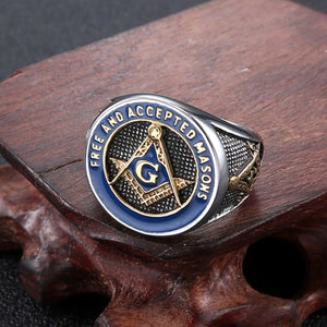 GUNGNEER Free And Accepted Masonic Ring Stainless Steel Mason Gift For Men