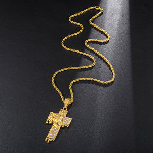 GUNGNEER Stainless Steel Cross Necklace God Christ Pendant Jewelry Gift For Men Women