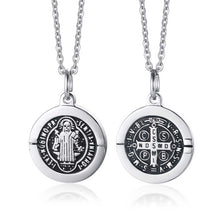 Load image into Gallery viewer, GUNGNEER Stainless Steel Saint Benedict Medal Pendant Necklace with Bracelet Jewelry Set