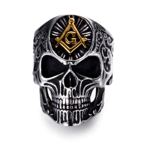 GUNGNEER Masonic Freemasonry Ring Cuban Chain Stainless Steel Bracelet Jewelry Set