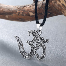 Load image into Gallery viewer, GUNGNEER Indian Om Necklace Black Rope Chain Yoga Black Ring Jewelry Combo For Men Women