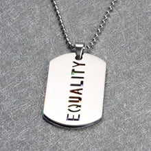 Load image into Gallery viewer, GUNGNEER Stainless Steel Gay Lesbian Pride Ring Equality Necklace LGBT Jewelry Set