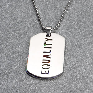 GUNGNEER Stainless Steel Gay Lesbian Pride Ring Equality Necklace LGBT Jewelry Set