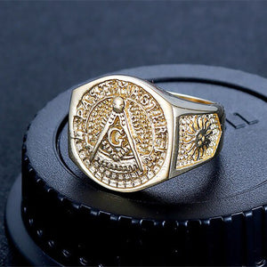 GUNGNEER Masonic Ring Multi-size Past Master Symbol Freemason Accessory For Men