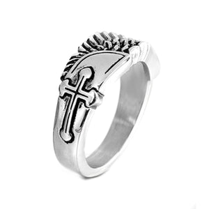 GUNGNEER Christian Cross Ring Stainless Steel Christ God Jewelry Accessory For Men Women
