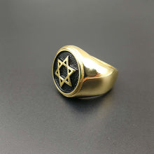 Load image into Gallery viewer, GUNGNEER Stainless Steel David Star Ring Seal of Solomon Jewelry Accessory Gift For Men