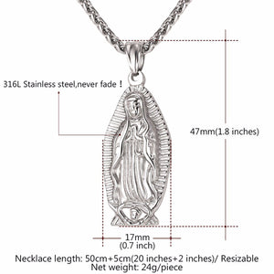GUNGNEER Christian Classic Mother of God Mary Pendant Necklace Wheat Chain Jewelry Talisman