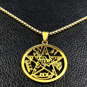 GUNGNEER Wiccan Pentagram Pentacle Stainless Steel Pendant Necklace Jewelry Amulet