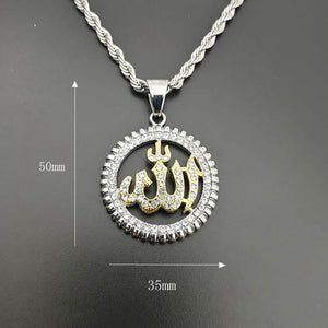 GUNGNEER Quran Allah Pendant Necklace Stainless Steel Islamic Jewelry For Men Women